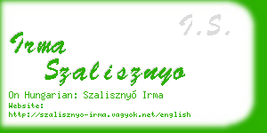 irma szalisznyo business card
